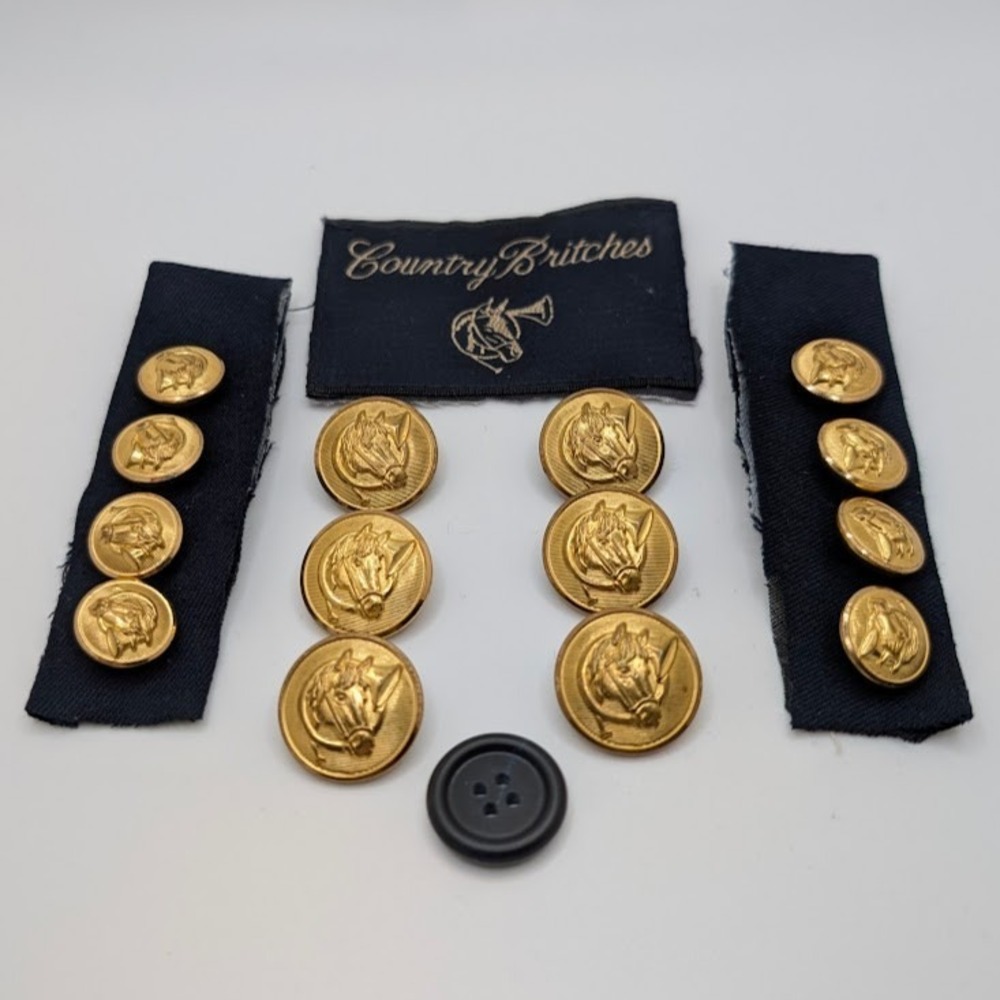 Country Britches Replacement Buttons Gold Horse Horn Dbl. Breasted Waterbury